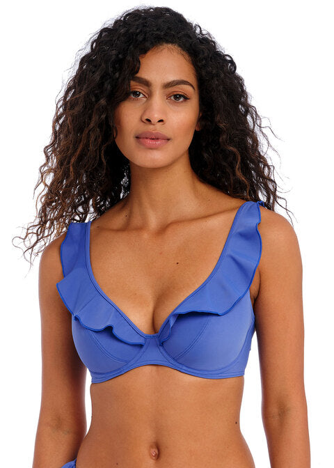 Jewel Cove Top Scollo a V Plain Azure